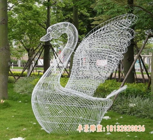 城市绿化园林不锈钢天鹅景观雕塑 新余白钢雕塑天鹅制作厂家